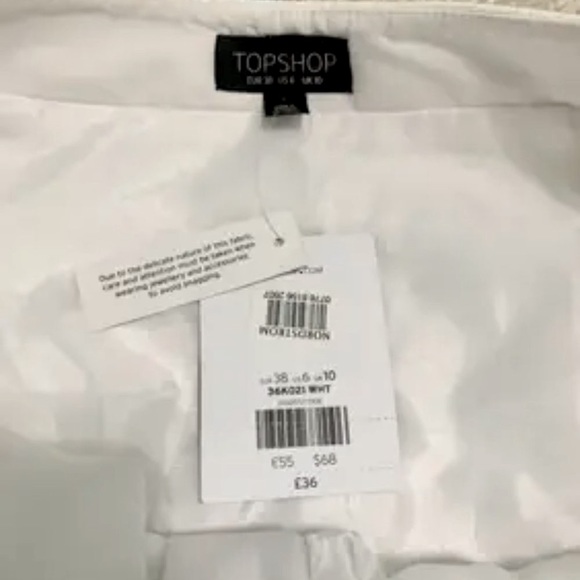 Topshop Zip Up White Geometric Textured Mini Skirt Size US 6 - Picture 9 of 14